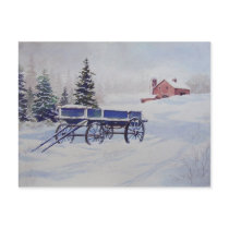 Snow Covered Wagon- postcard
