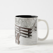 Snow Covered Wooden Bridge Coffee Mugs