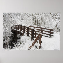 Snow Covered Wooden Bridge Print