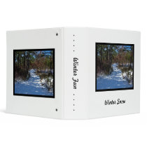 Snow Covered Woodland Path in Winter Vinyl Binder