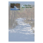 Snow Covered Woodland Path in Winter Stationery