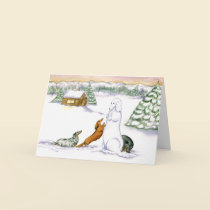 Snow Dachshund Holiday Card