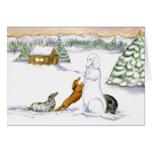 Snow Dachshund Holiday Card