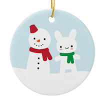 Snow Day - Bunny & Snowman ornaments