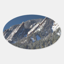 Snow Dusted Flatirons Boulder Colorado Panorama Oval Stickers