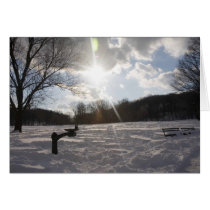 Snow evening fountain cards