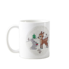 Snow Fawn and bunny Cross Stitch mug