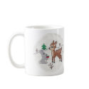 Snow Fawn and bunny Cross Stitch mugs