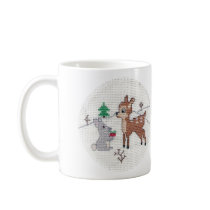 Snow Fawn and bunny Cross Stitch mugs
