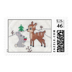 Snow Fawn and bunny Cross Stitch stamp