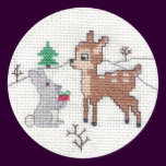 Snow Fawn and bunny Cross Stitch stickers