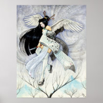 Snow & Feathers Geisha Ninja Fine Art Poster