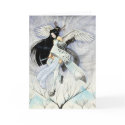 Snow & Feathers Greeting Card, Blank by artbyamandarobbins Snow & Feathers Greeting Card, Blank