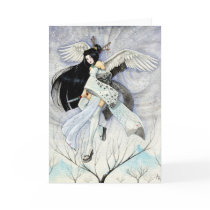 Snow & Feathers Greeting Card, Blank by artbyamandarobbins Snow & Feathers Greeting Card, Blank