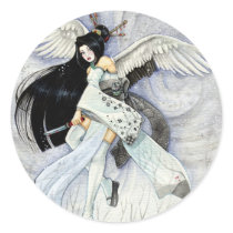 Snow & Feathers Large Sticker by artbyamandarobbins Snow & Feathers Large Sticker