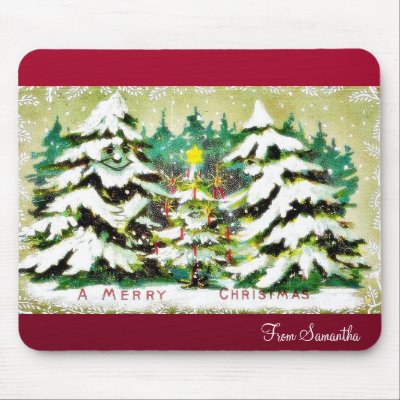 snow fell on house and the christmas tree mousepads