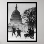 Snow Fight at Capital Washington, DC 1925 posters