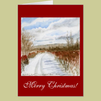 Snow Filled Field winter landscape Merry Christmas cards