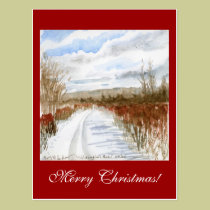 Snow Filled Field winter landscape postcards