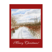 Snow Filled Field winter landscape Post Cards