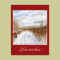 Snow Filled Field winter landscape postcards