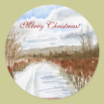 Snow Filled Field winter landscape stickers