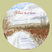 Snow Filled Field winter landscape stickers stickers