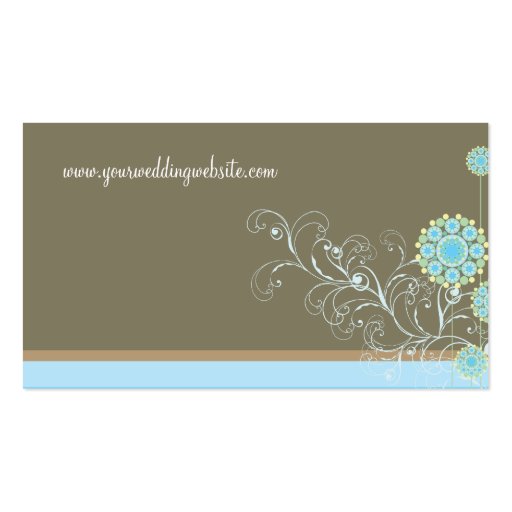 Snow Flower Swirls Blue Custom Profile Card / Business Card (back side)