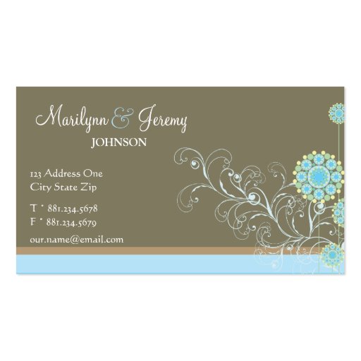 Snow Flower Swirls Blue Custom Profile Card / Business Card