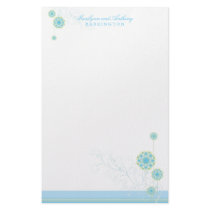 Snow Flower Swirls Blue Custom Stationery by fatfatin_blue_knot Snow Flower Swirls Blue Custom Stationery