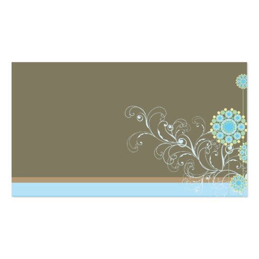 Snow Flower Swirls Blue Custom Table / Place Card Business Card Template (back side)