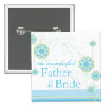 Snow Flower Swirls Blue Father of Bride Button buttons