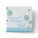 Snow Flower Swirls Blue Flower Girl Custom Button by fatfatin_blue_knot Snow Flower Swirls Blue Flower Girl Custom Button