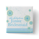 Snow Flower Swirls Blue Junior Bridesmaid Button by fatfatin_blue_knot Snow Flower Swirls Blue Junior Bridesmaid Button
