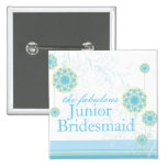 Snow Flower Swirls Blue Junior Bridesmaid Button buttons
