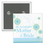 Snow Flower Swirls Blue Mother of Bride Button buttons
