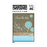 Snow Flower Swirls Blue Save The Date Postage postage