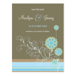 Snow Flower Swirls Blue Save The Date Postcard postcards