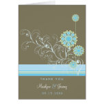 Snow Flower Swirls Blue Thank You Card