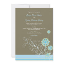 Snow Flower Swirls Blue Wedding Invitation by fatfatin_blue_knot Snow Flower Swirls Blue Wedding Invitation