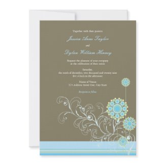 Snow Flower Swirls Blue Wedding Invitation invitation
