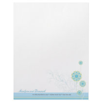 Snow Flower Swirls Blue Wedding Letterhead