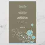 Snow Flower Swirls Blue Wedding Menu ~ Flyer