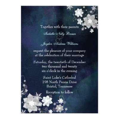 Snow Flowers Elegant Sparkle Winter Wedding Invite