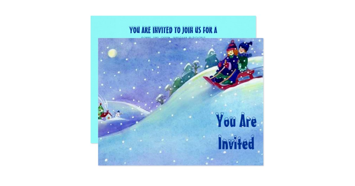 SNOW FUN WINTER BIRTHDAY PARTY INVITATION SLEDDING | Zazzle