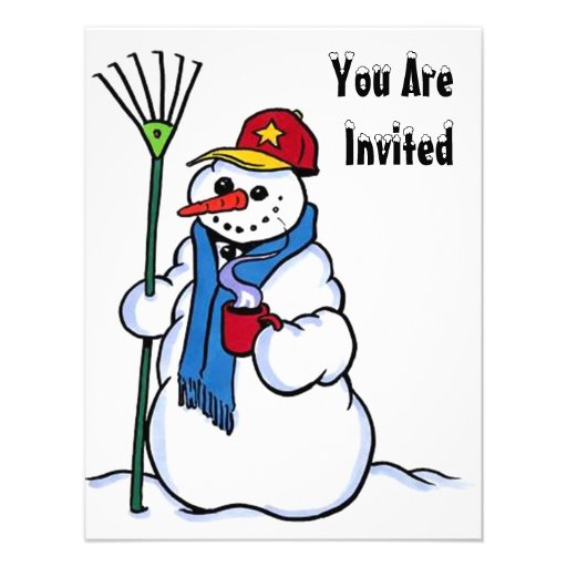 SNOW FUN WINTER BIRTHDAY PARTY INVITATION SNOWMAN