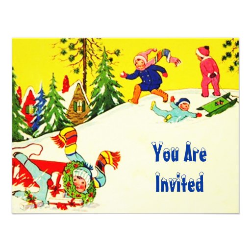 SNOW FUN WINTER BIRTHDAY PARTY INVITATION SNOWMAN