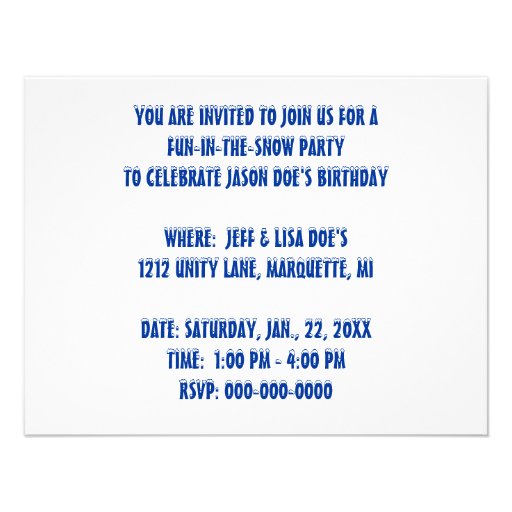 SNOW FUN WINTER BIRTHDAY PARTY INVITATION SNOWMAN