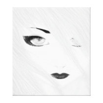 Snow Geisha Black and White Canvas Prints