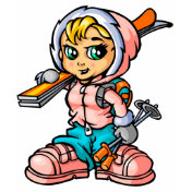 snow girl and skis t shirt